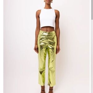 BNWT Amy Lynn Lupe Green Metallic High Waisted Pants